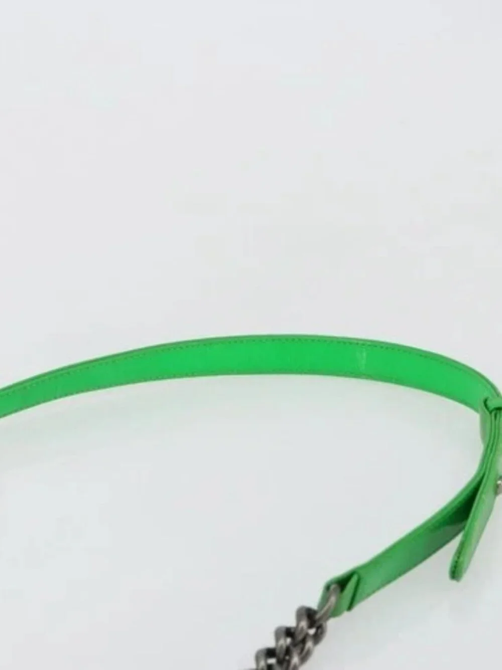 CHANEL Matelasse Chain Shoulder Bag Patent leather Green CC Auth 179242